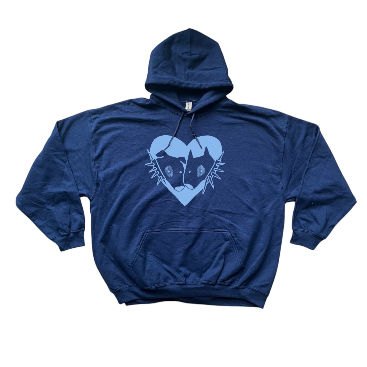 2 spiky collar dogs in love khaki hoodie