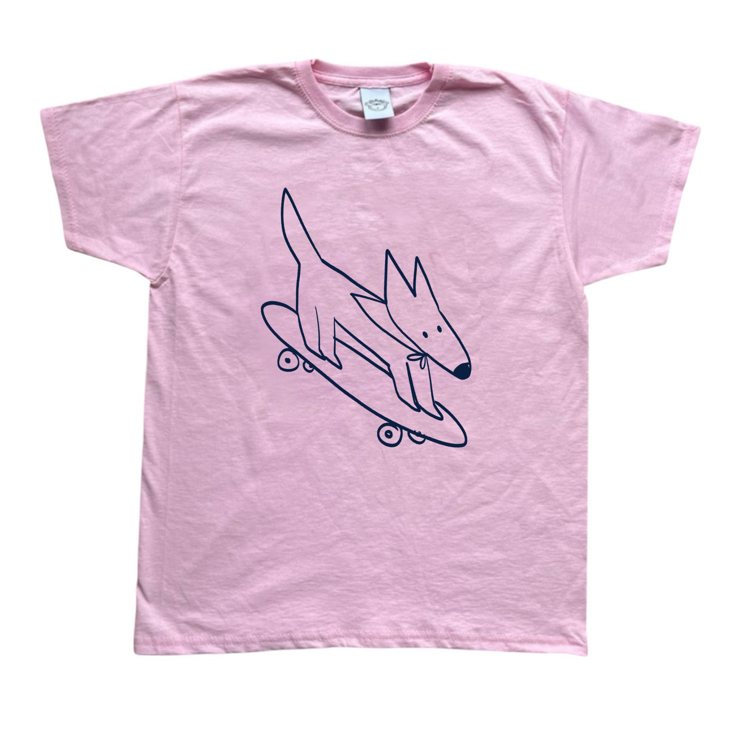 Skater dog pink tee