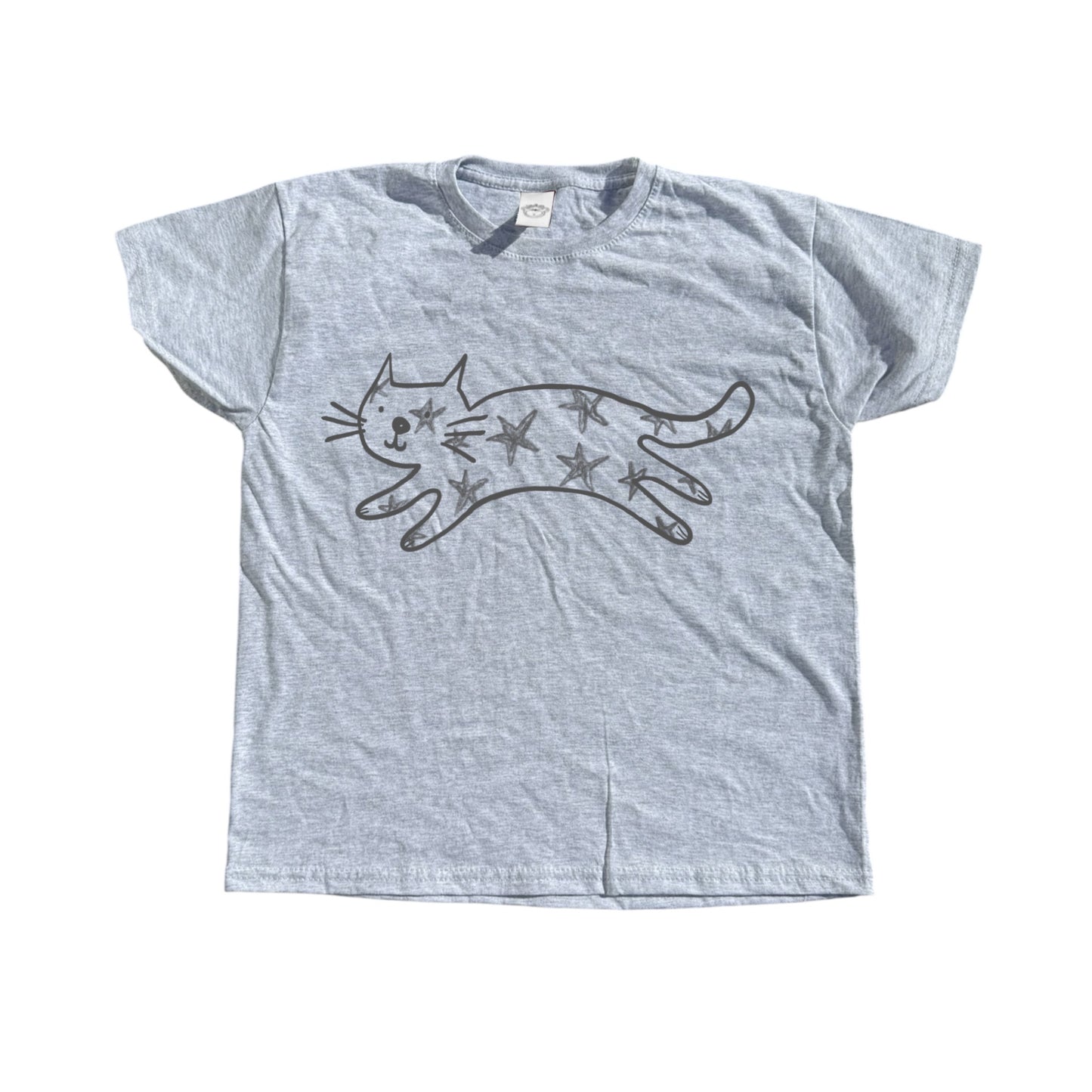 Starry cat grey tee