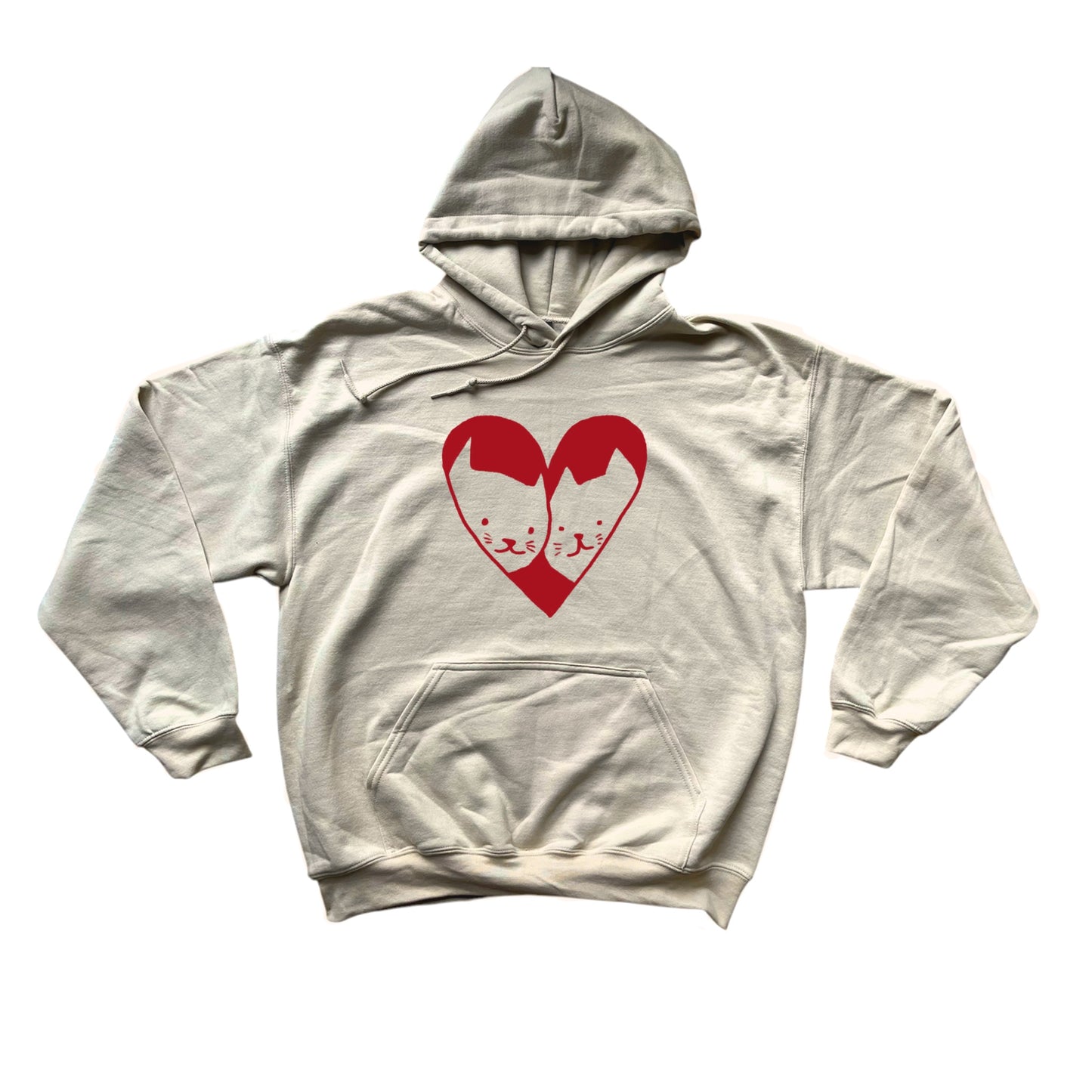 2 cats in love beige hoodie