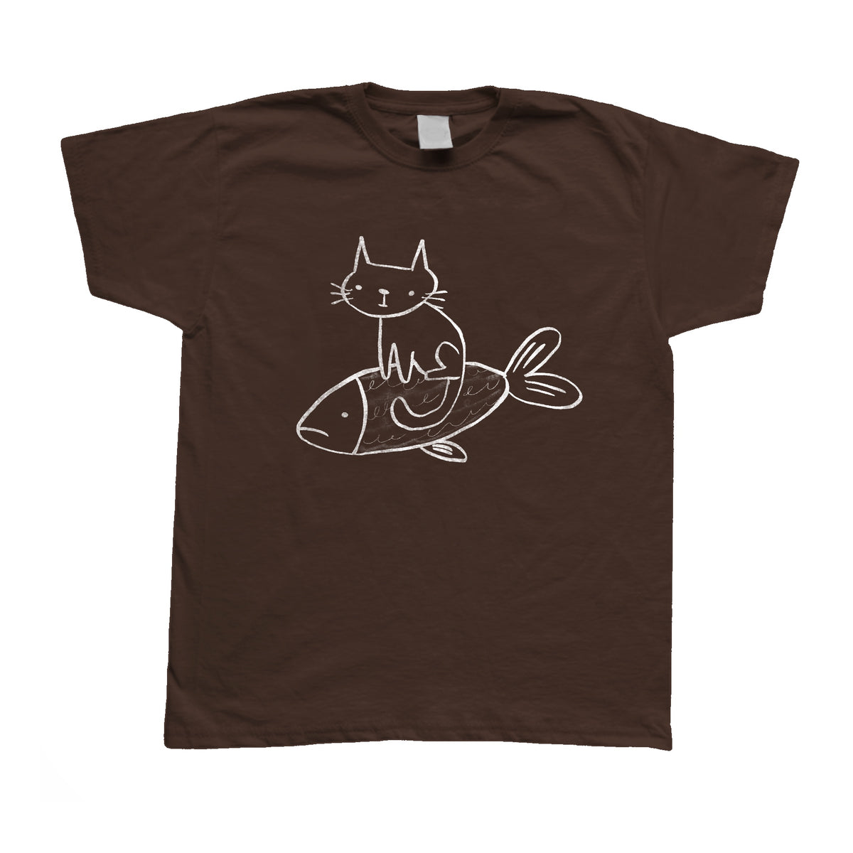 Cat on a fish brown baby tee
