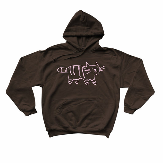 Tiger pink on brown hoodie