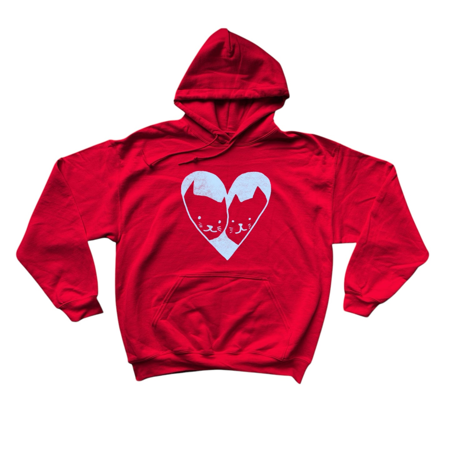 2 cats in love red hoodie