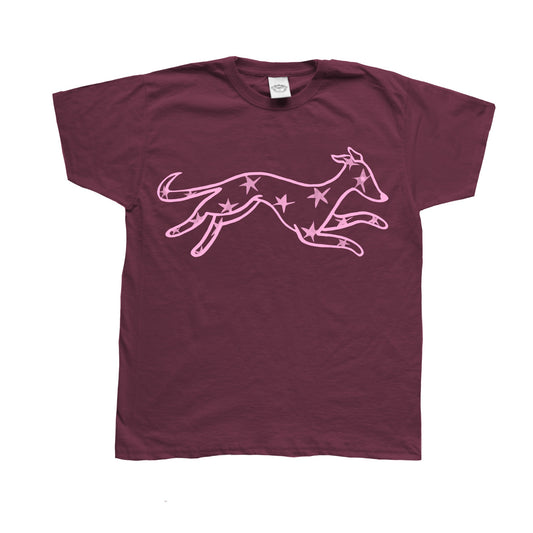 Starry dog burgundy tee