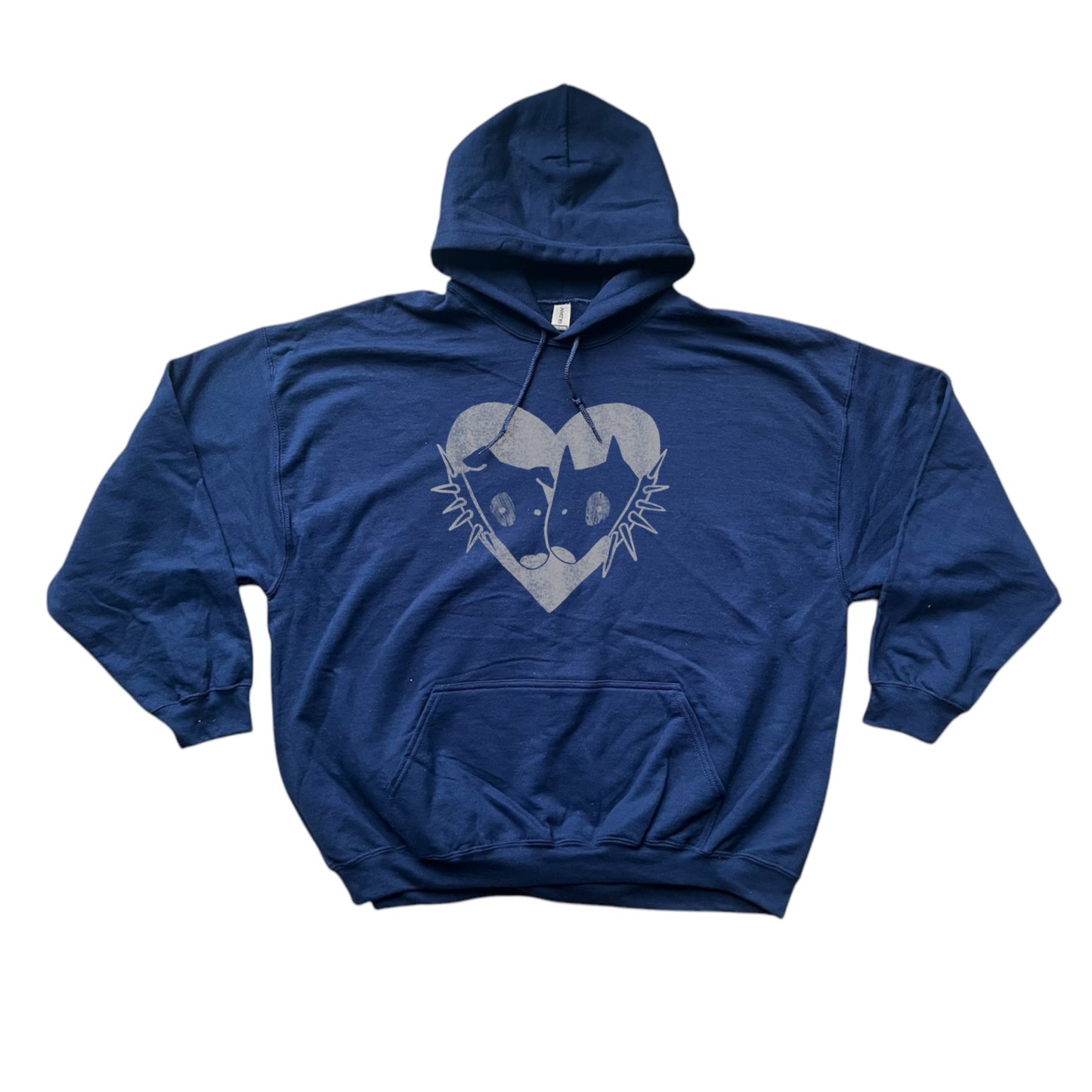 2 spiky collar dogs in love navy hoodie