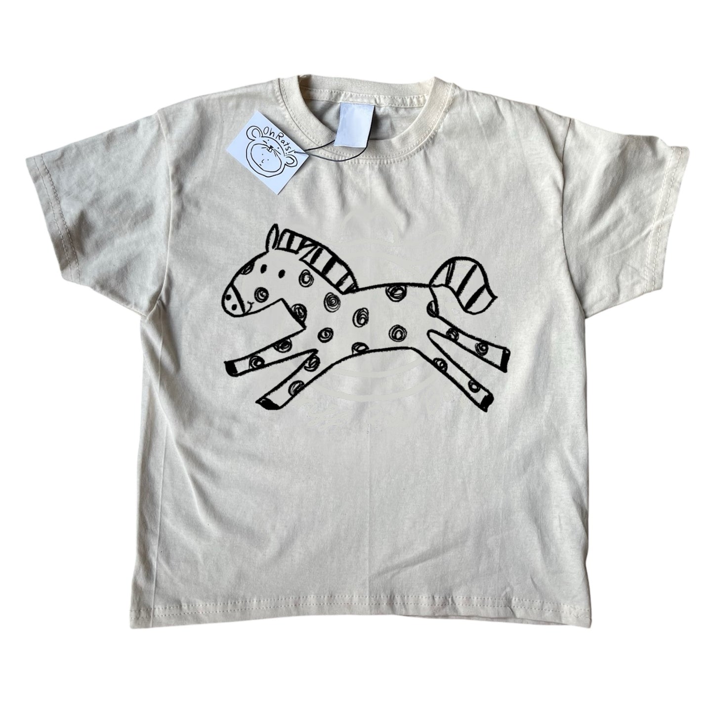 Polka dot horse beige tee