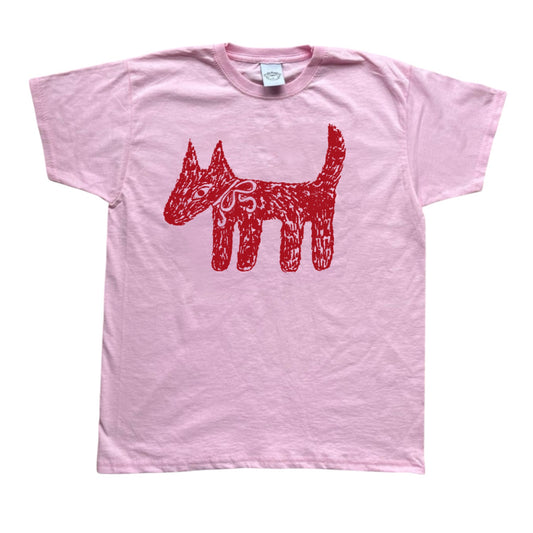Scruffy bow dog pink tee