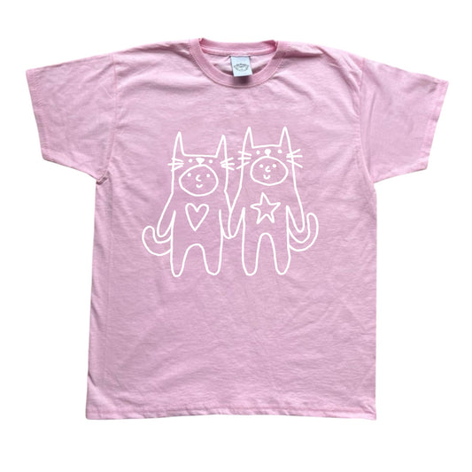 Two critters in love white on pink Tee