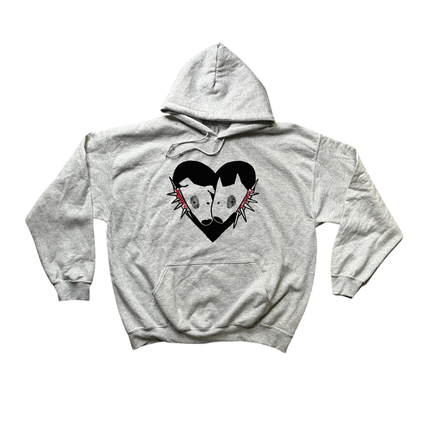 2 spiky collar dogs in love grey hoodie