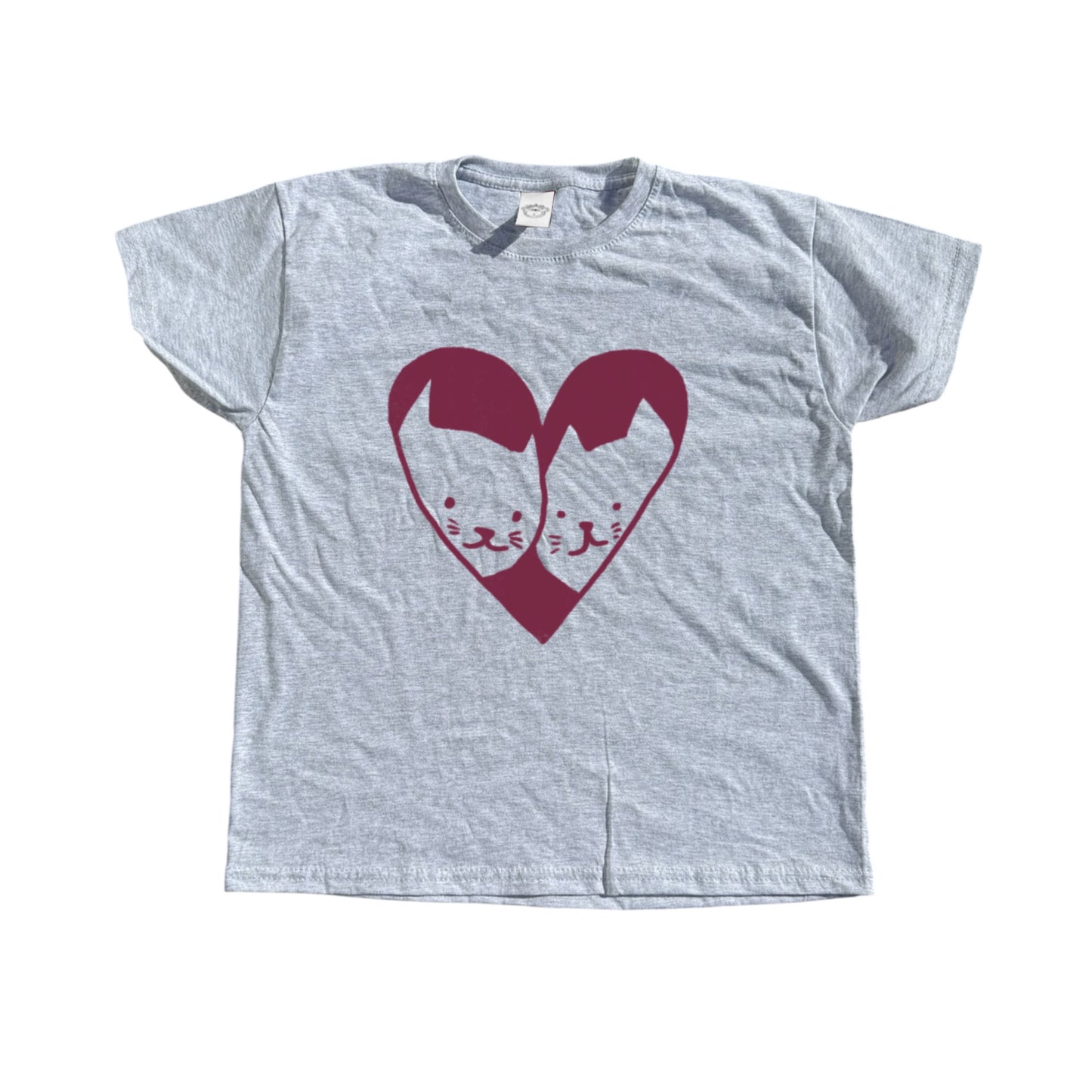 2 cats in love grey tee