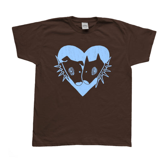 2 dogs in love light blue on brown Tee