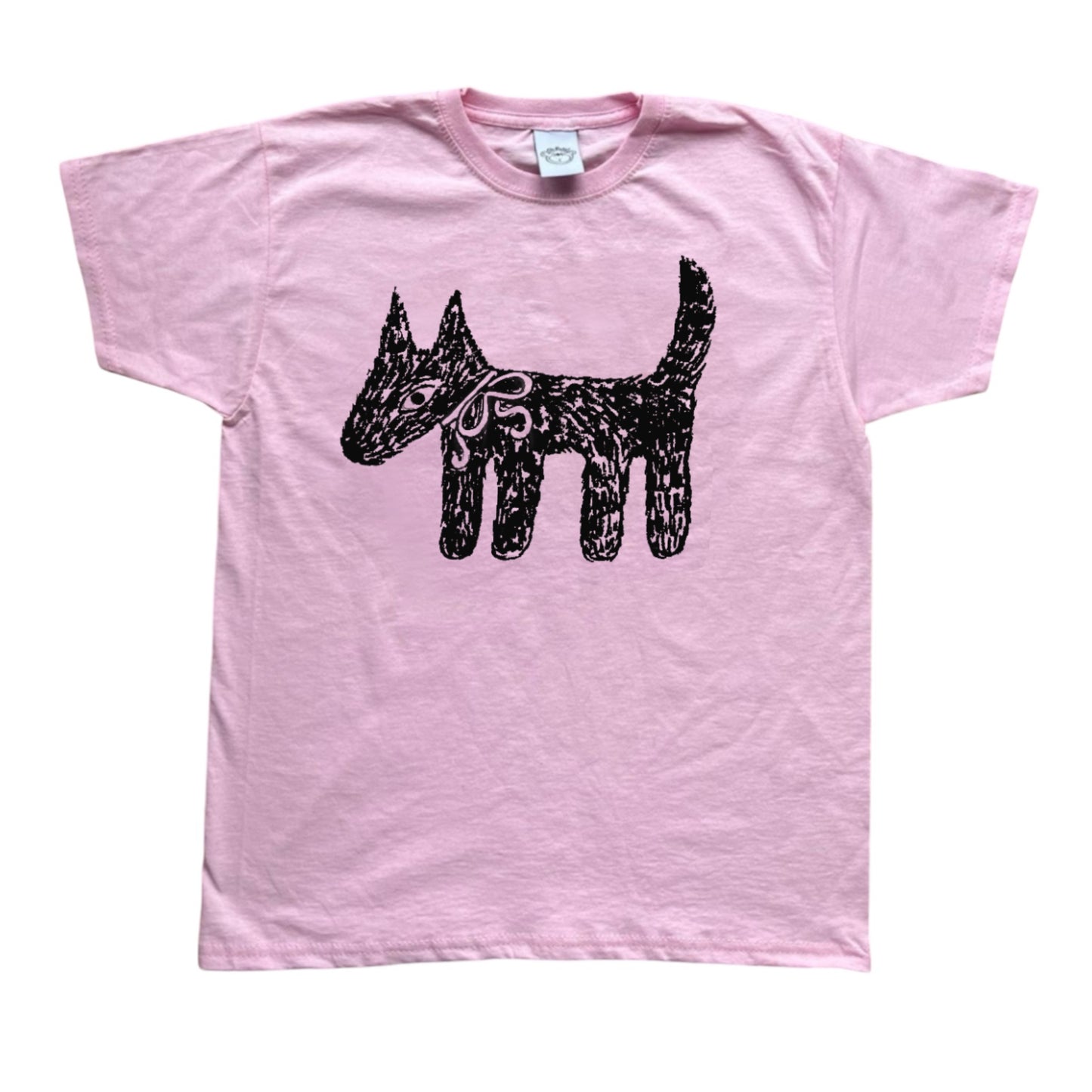 Scruffy bow dog pink tee