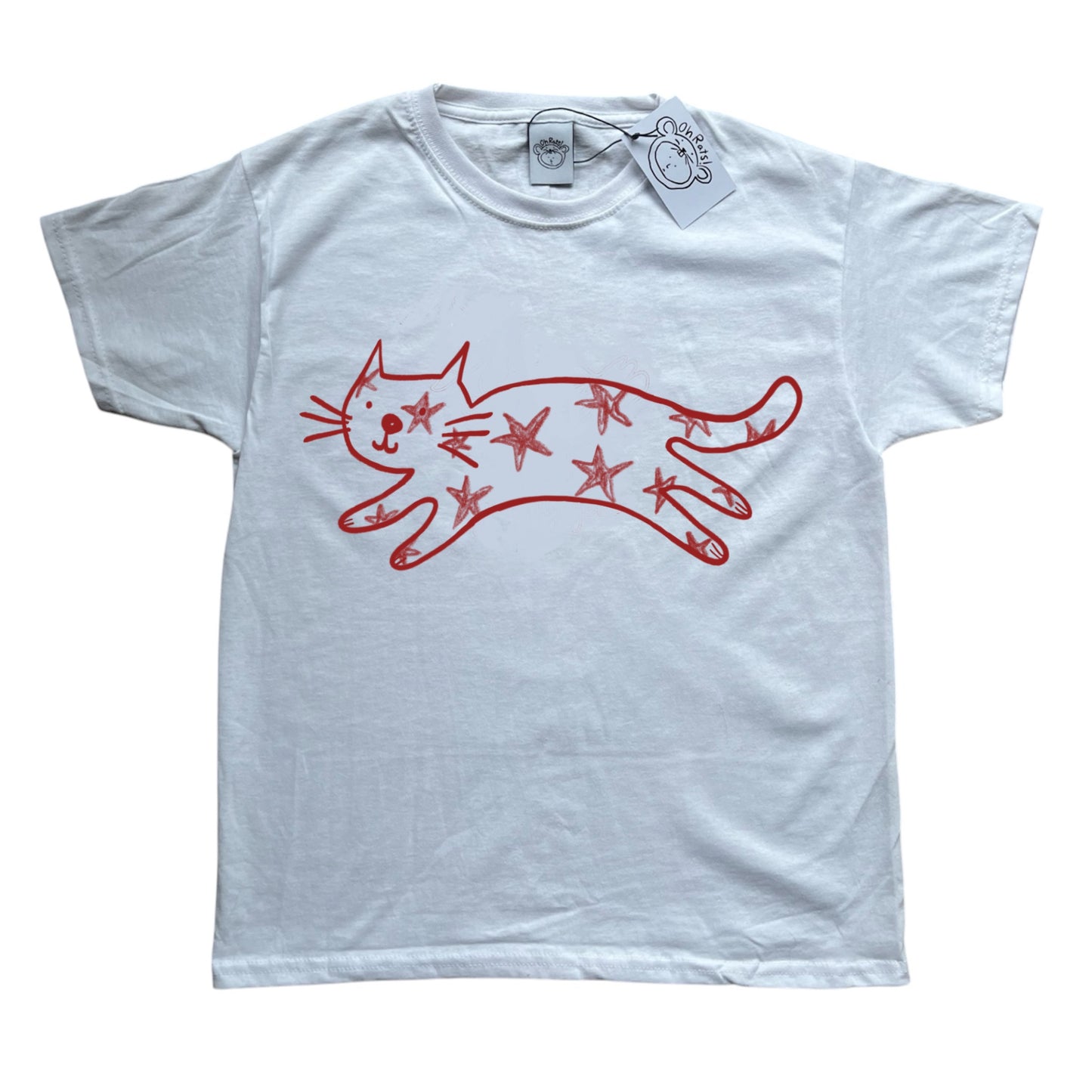 Starry cat white tee