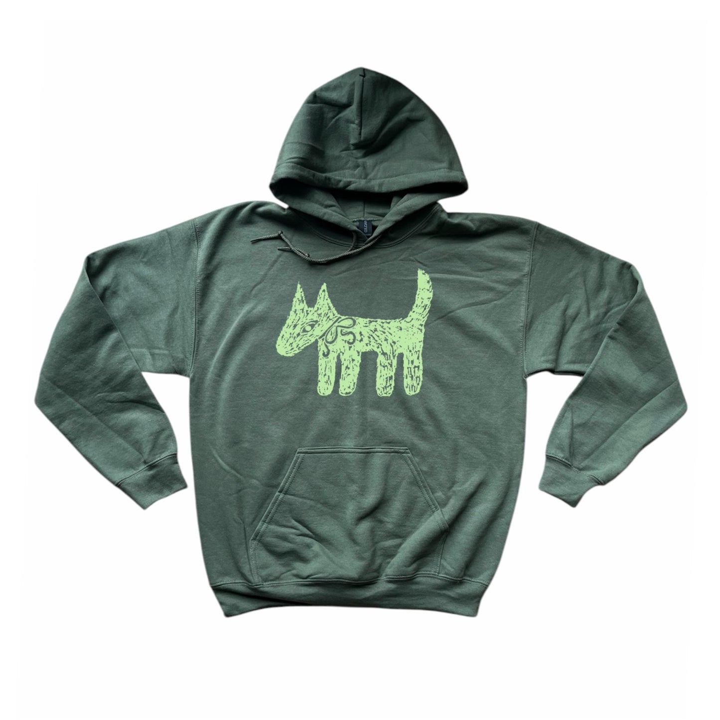 Scruffy dog khaki hoodie