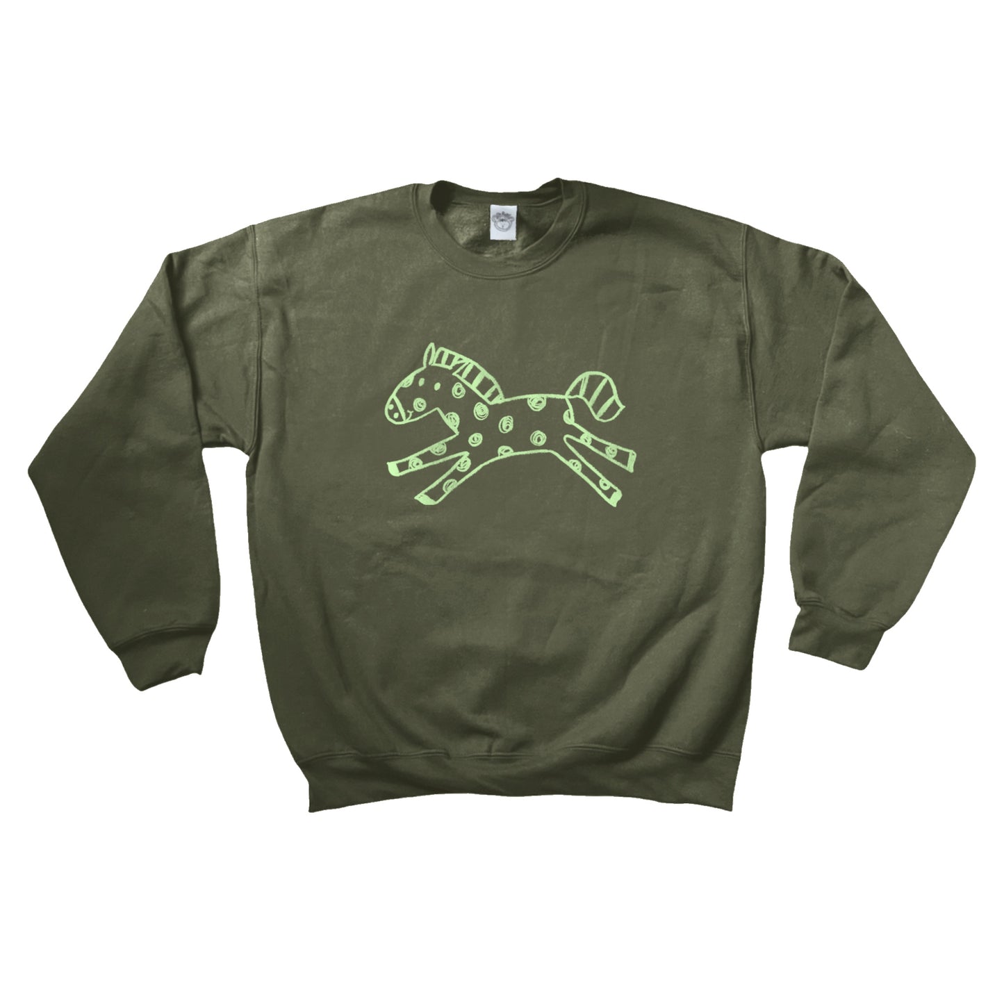 Polka dot horse khaki sweatshirt