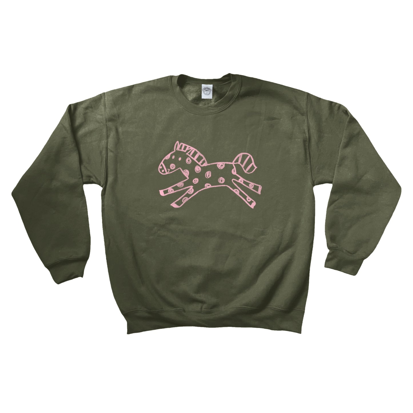 Polka dot horse khaki sweatshirt