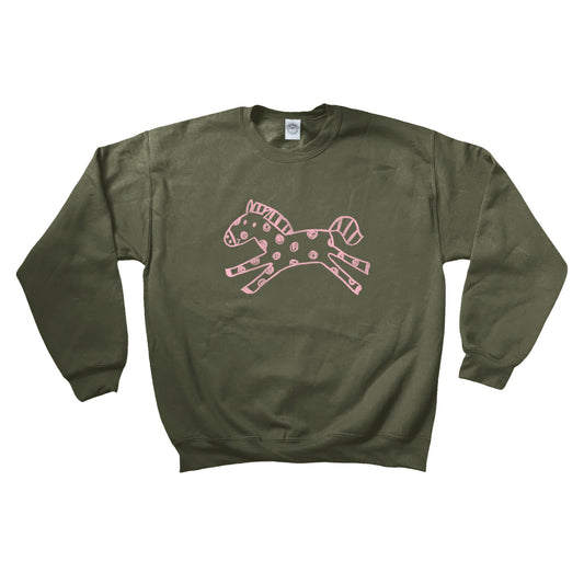 Polka dot horse khaki sweatshirt