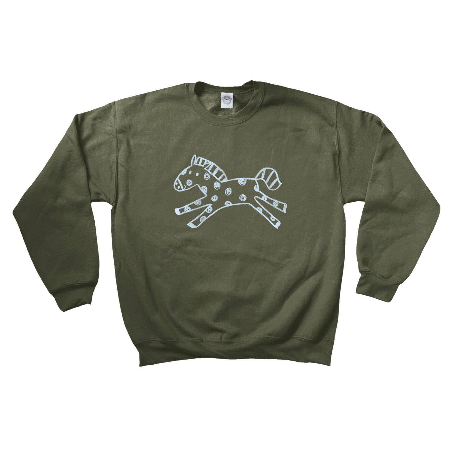 Polka dot horse khaki sweatshirt
