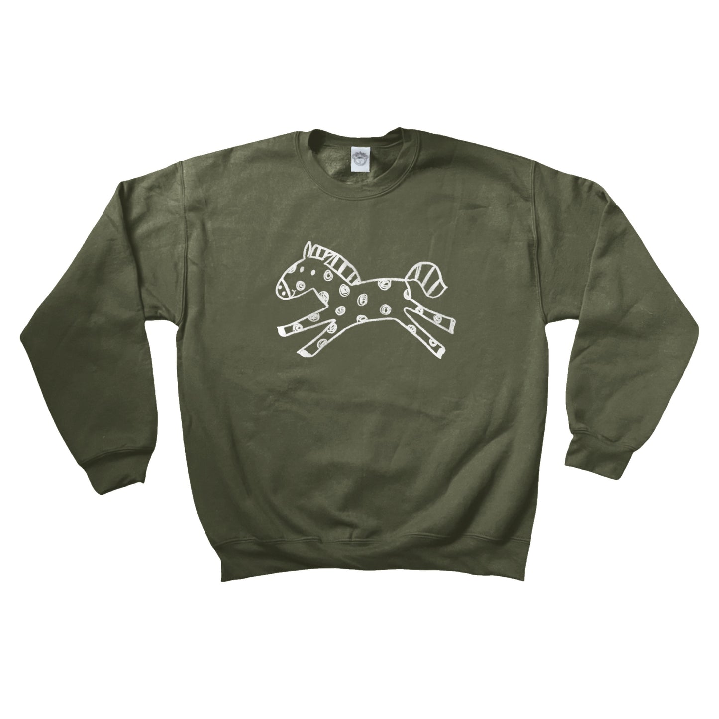 Polka dot horse khaki sweatshirt