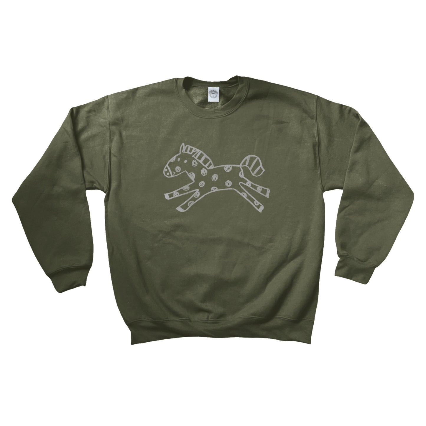 Polka dot horse khaki sweatshirt