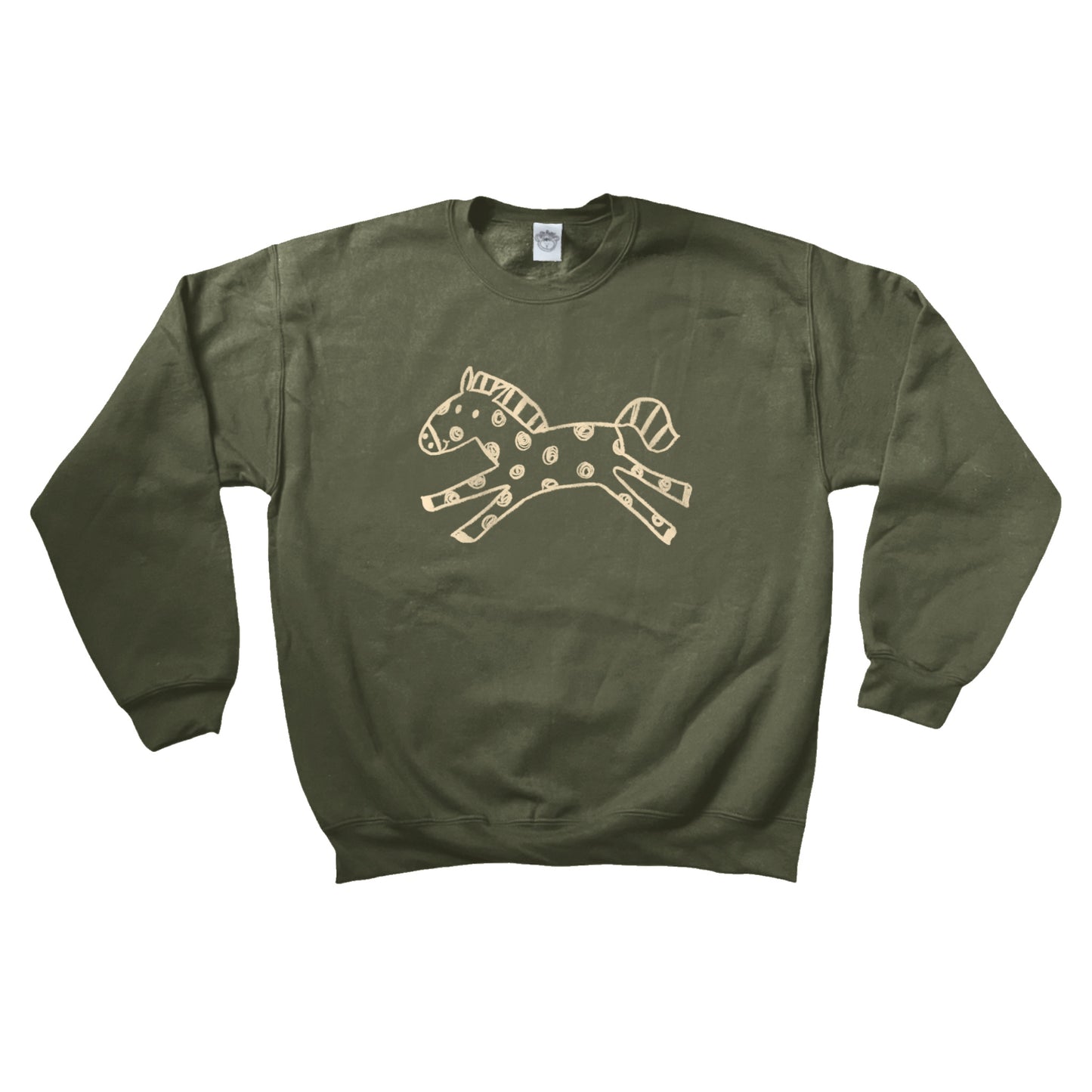 Polka dot horse khaki sweatshirt