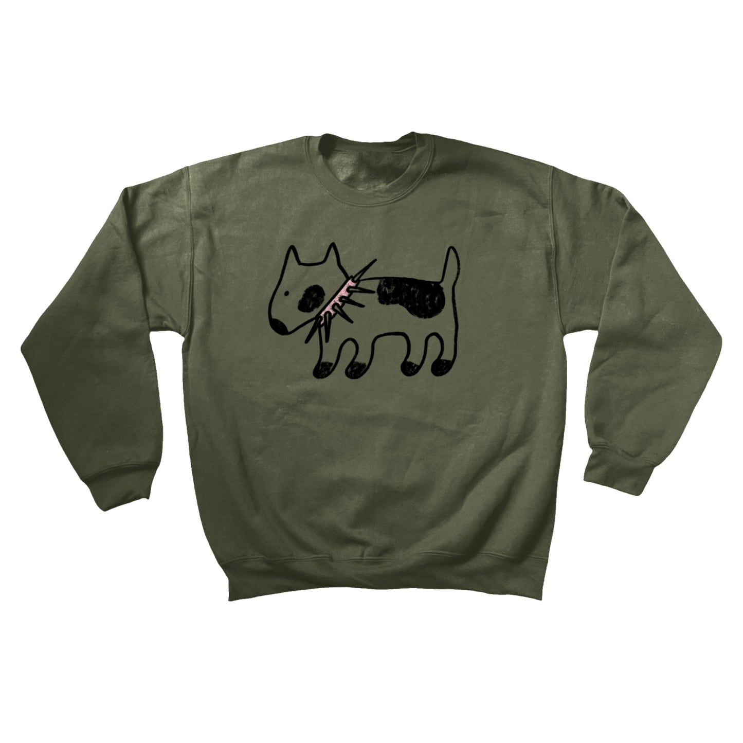 Spiky collar dog khaki sweatshirt