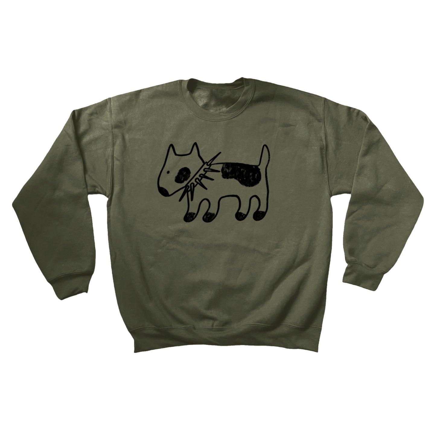 Spiky collar dog khaki sweatshirt