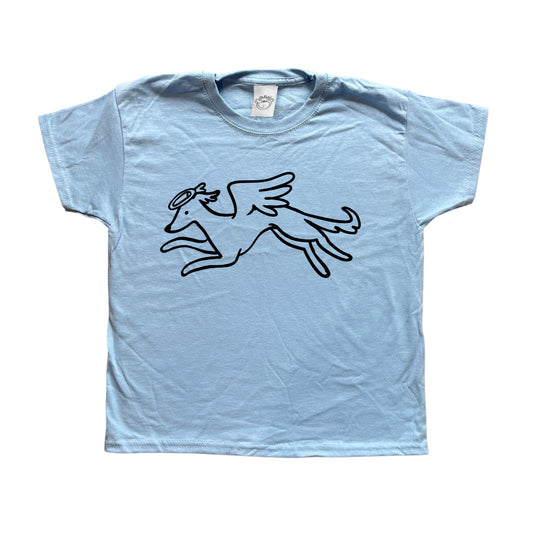 Heavenly Hound black on baby blue Tee