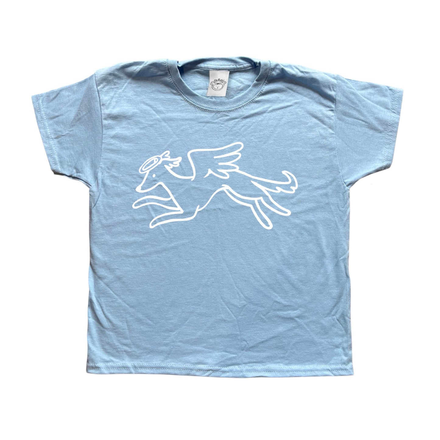 Heavenly Hound white on baby blue Tee