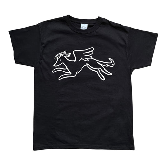 Heavenly Hound white on black Tee