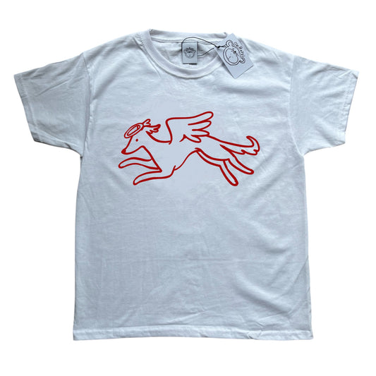 Heavenly hound red on white Tee