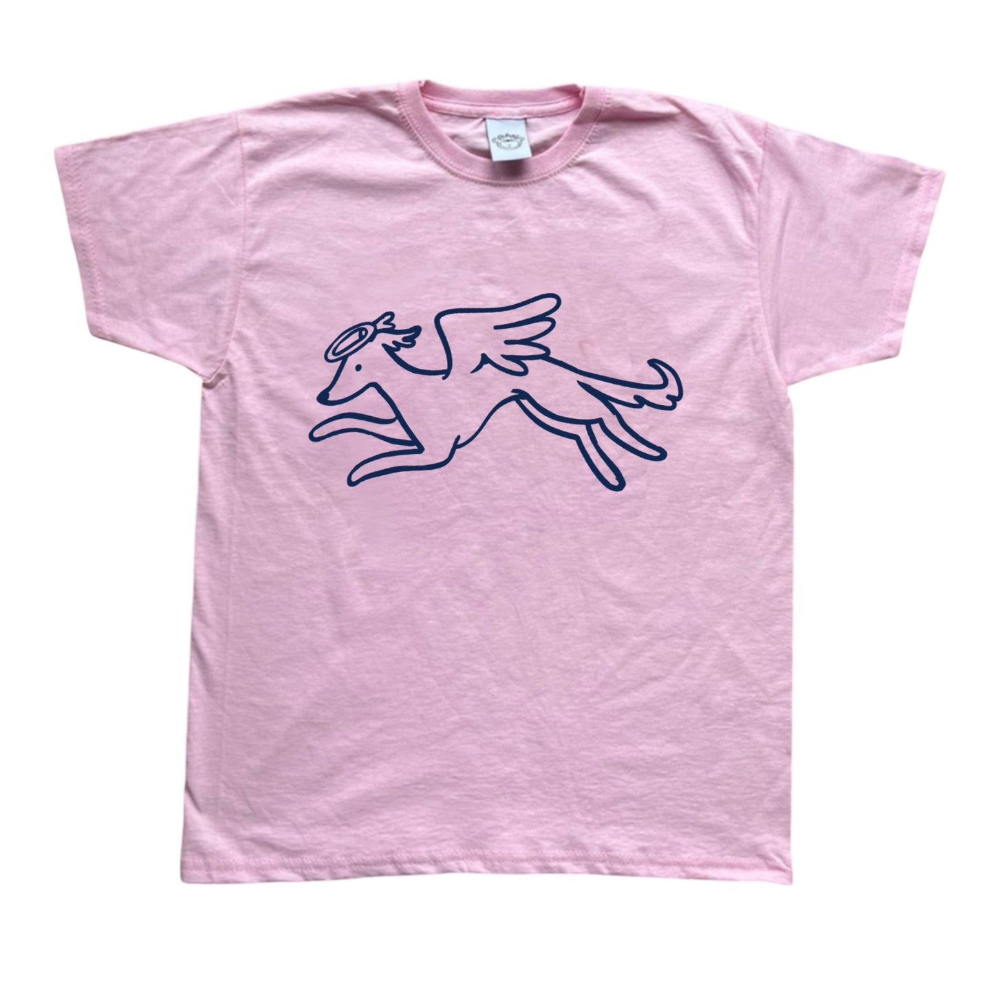 Heavenly hound navy on pink Tee