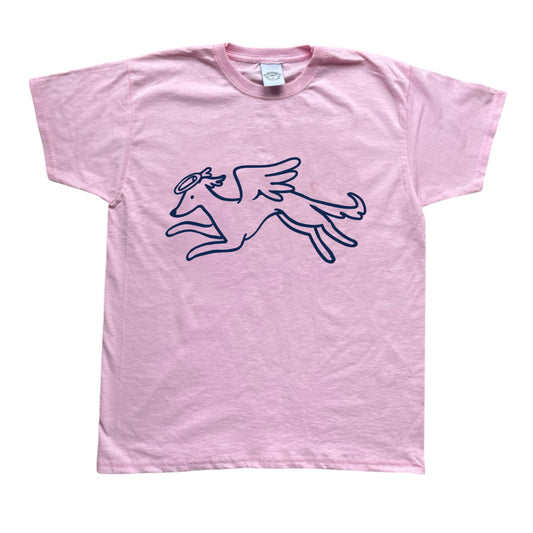 Heavenly hound navy on pink Tee