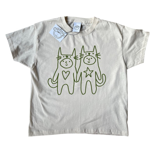 Two critters in love khaki on beige Tee