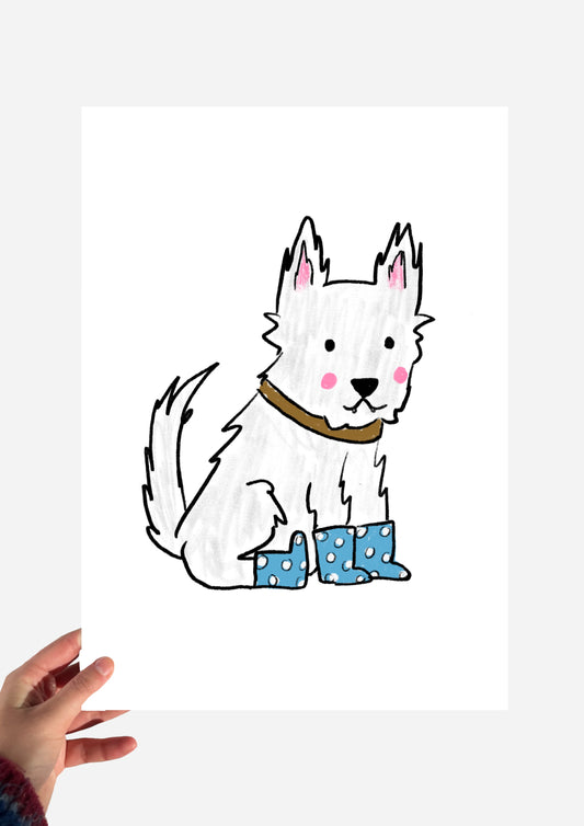 Westie with boots print