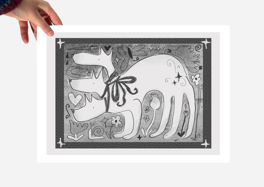 Black and white Cerberus print