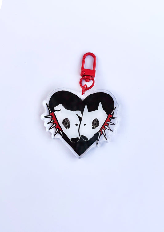 2 spiky collar dogs in love key ring / bag charm