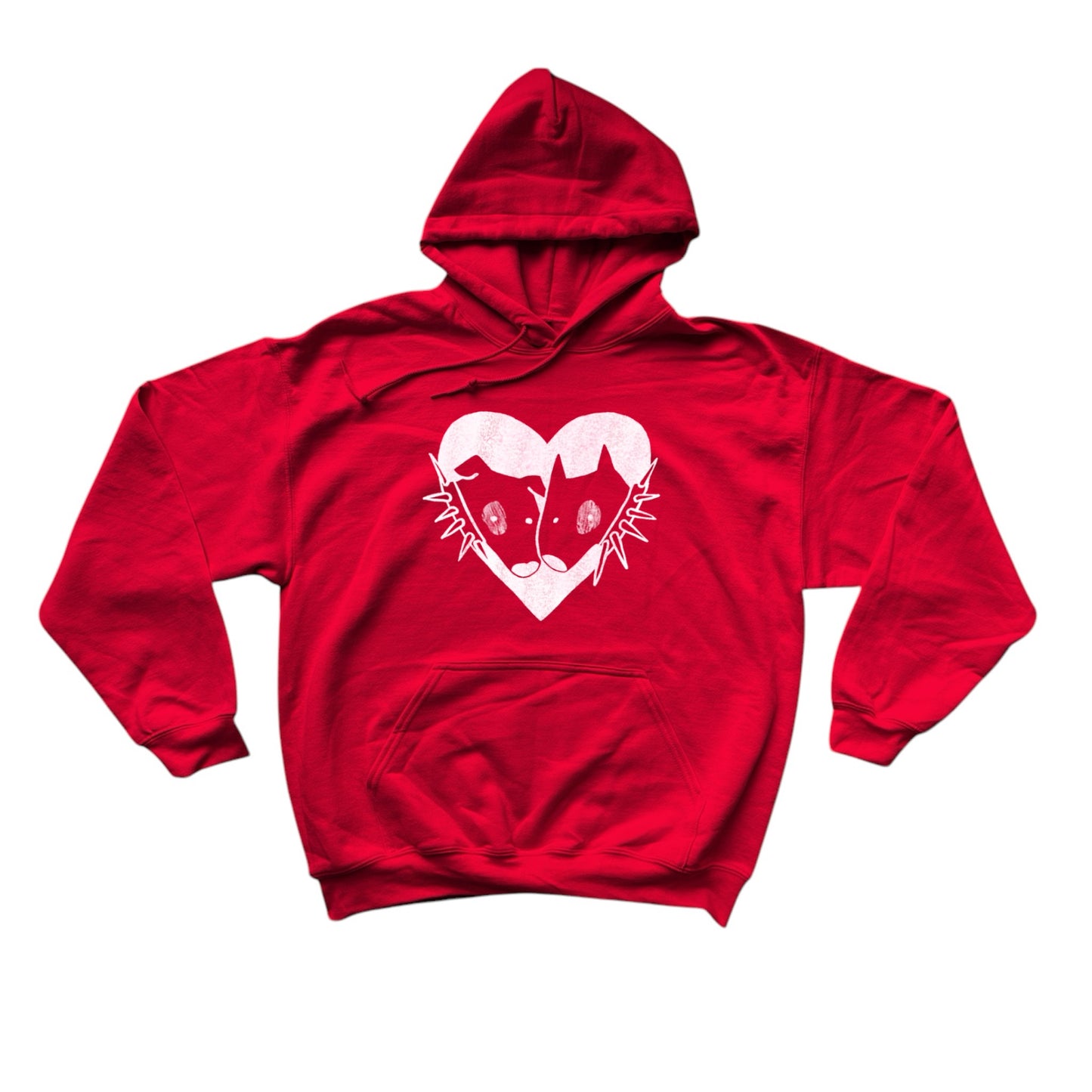 2 spiky collar dogs in love red hoodie