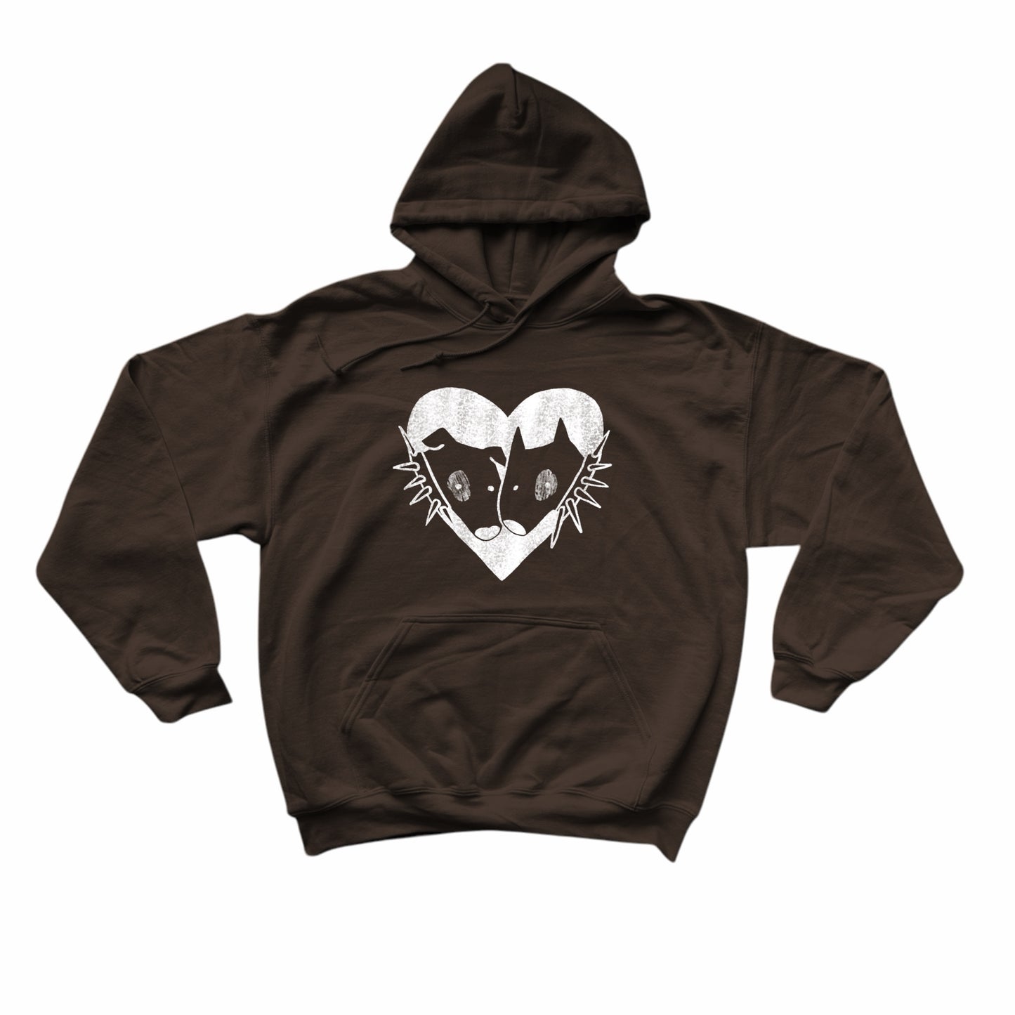 2 spiky collar dogs in love brown hoodie