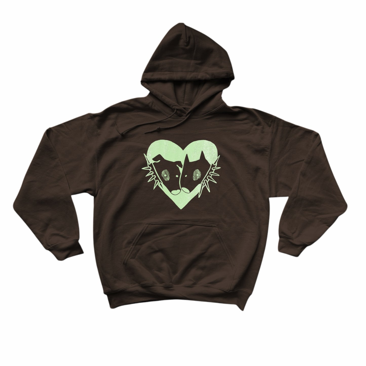 2 spiky collar dogs in love brown hoodie