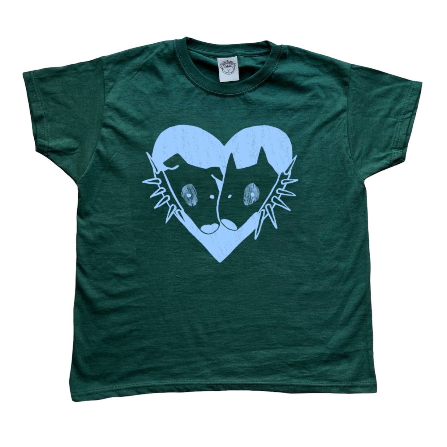 2 Spiky collar dogs in love red tee