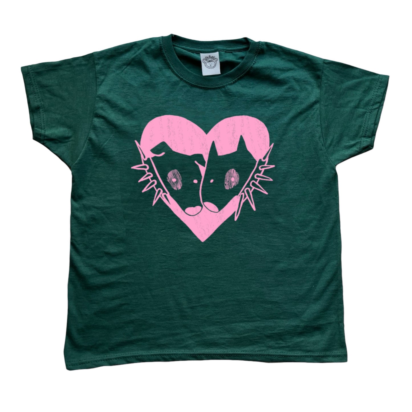 2 Spiky collar dogs in love red tee