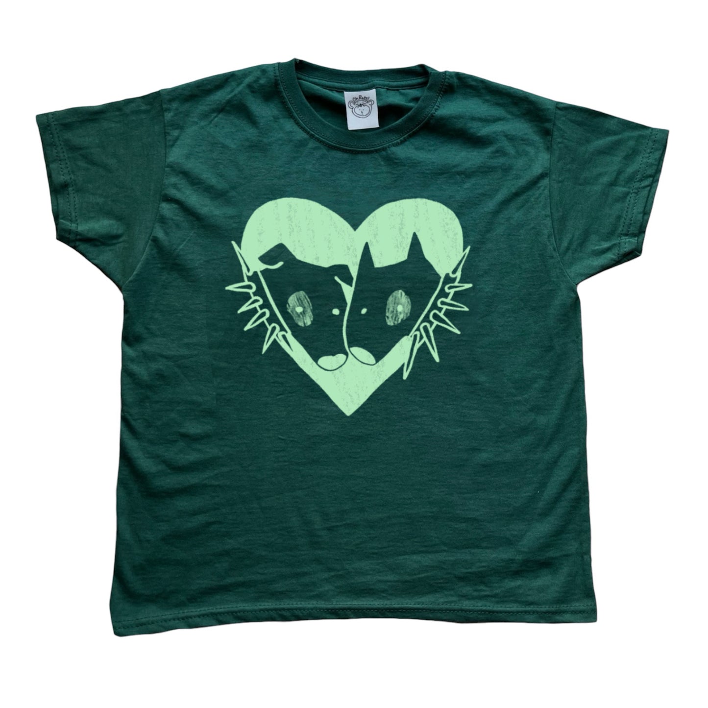 2 Spiky collar dogs in love red tee