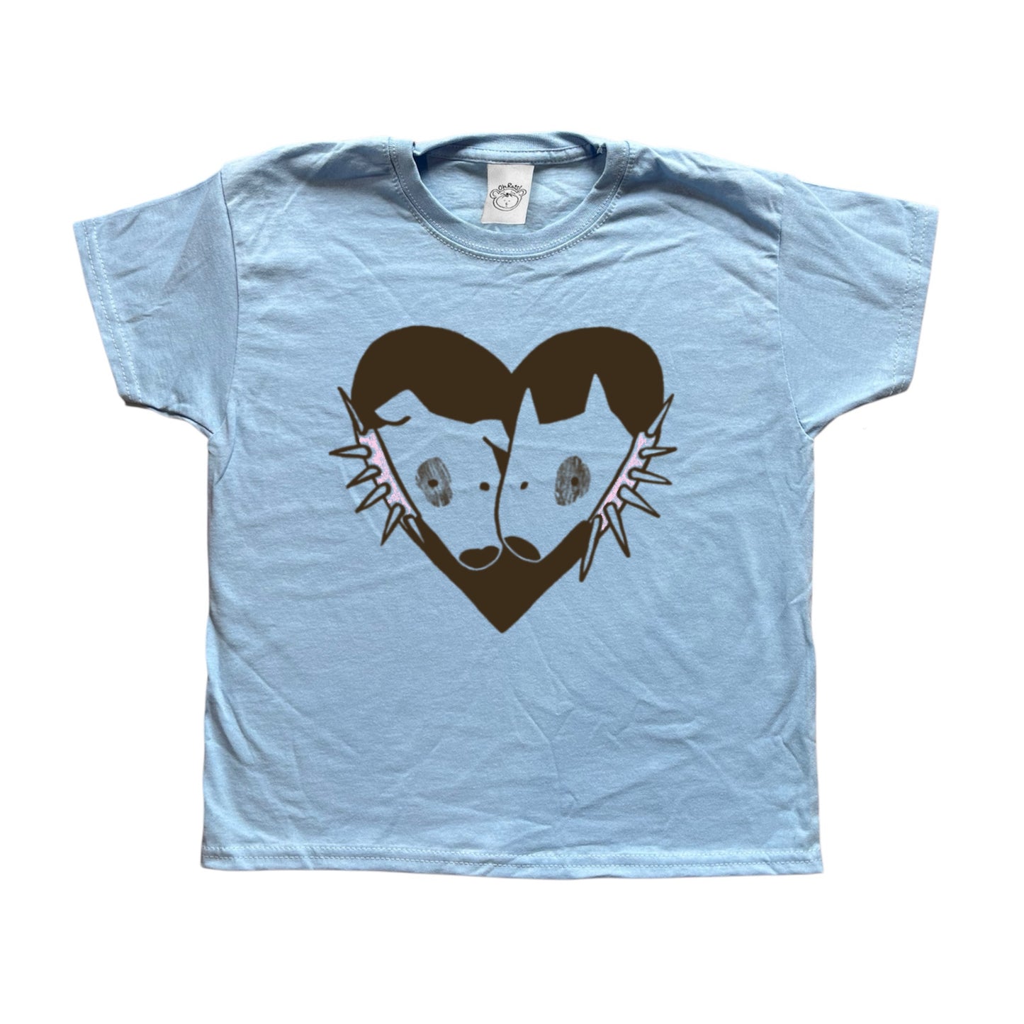 2 Spiky collar dogs in love light blue tee