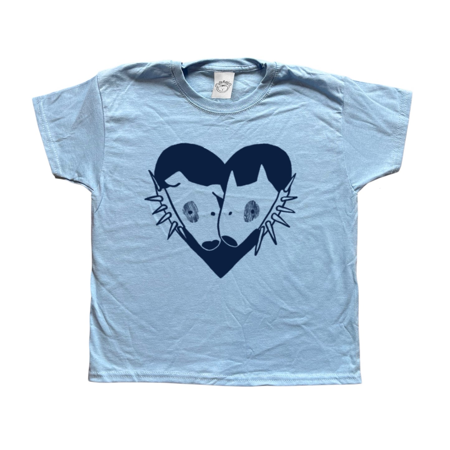 2 Spiky collar dogs in love light blue tee