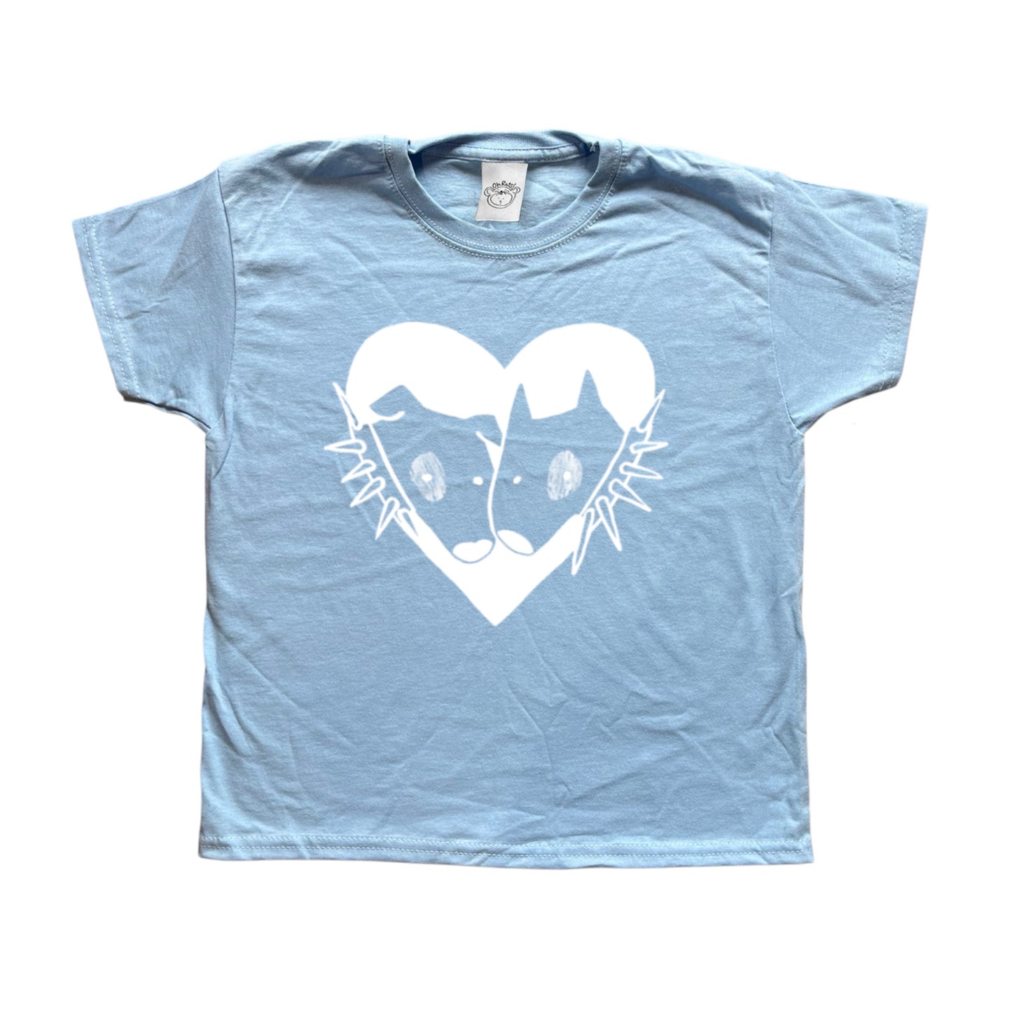 2 Spiky collar dogs in love light blue tee