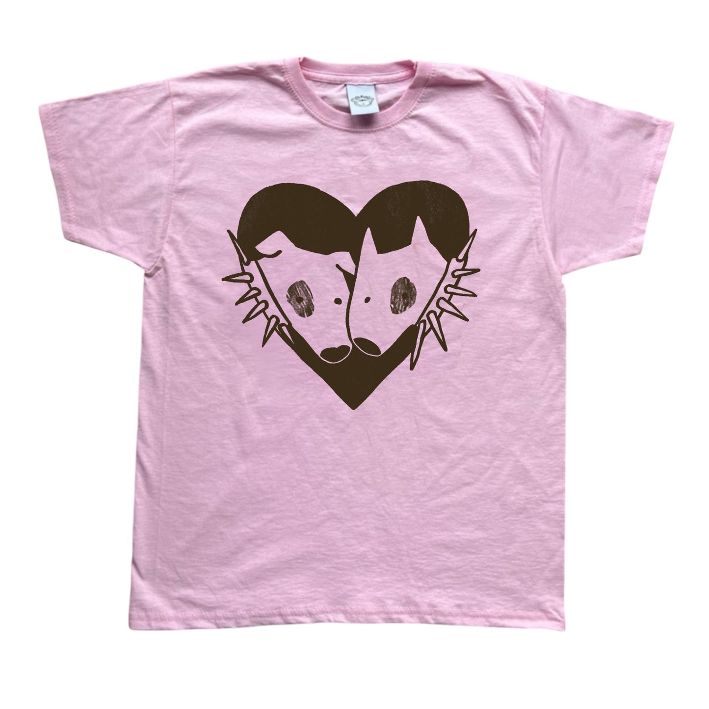 2 Spiky collar dogs in love pink tee