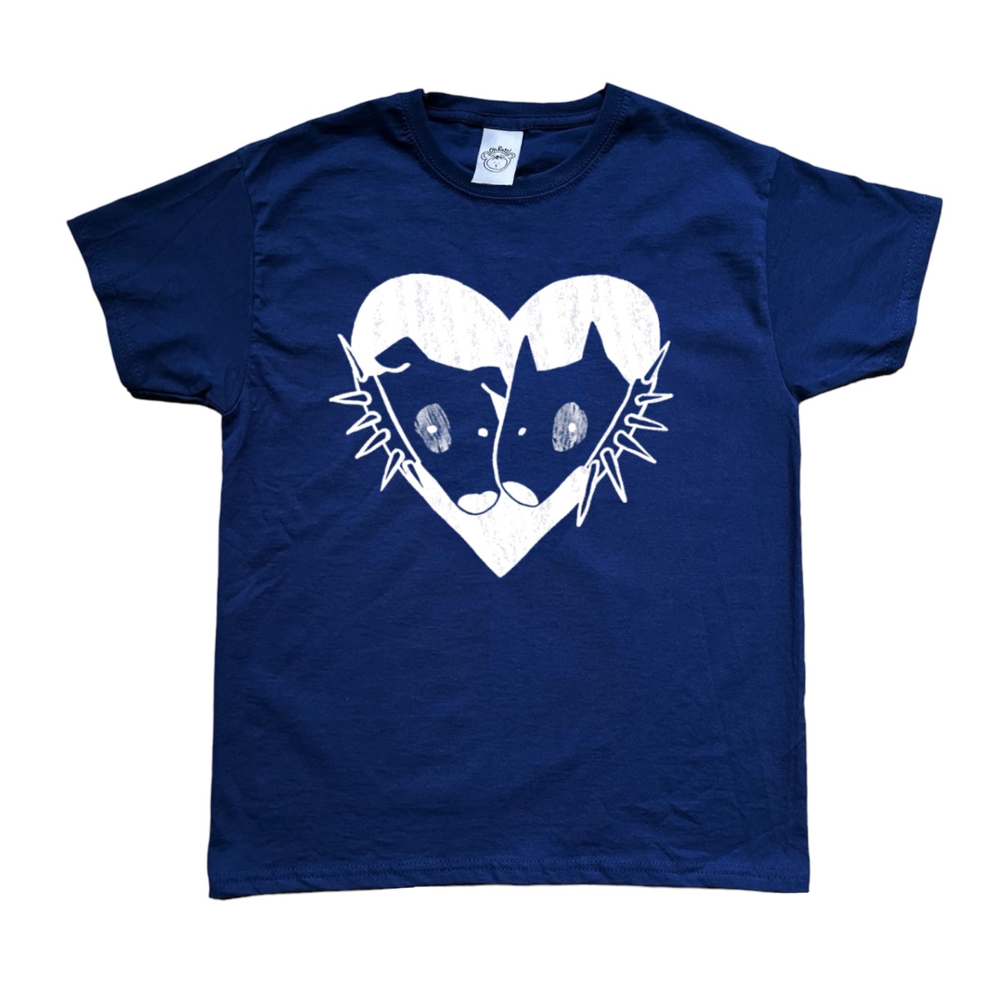 2 Spiky collar dogs in love navy tee