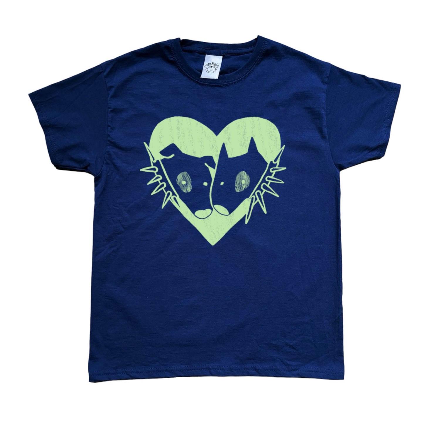 2 Spiky collar dogs in love navy tee