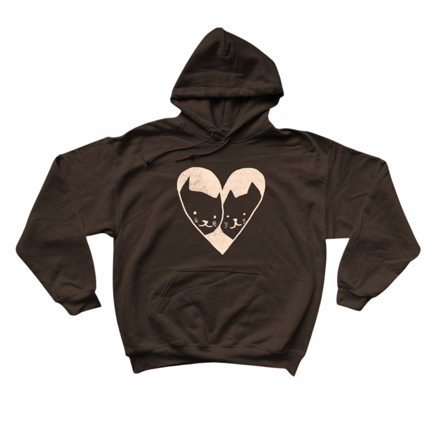 2 cats in love brown hoodie